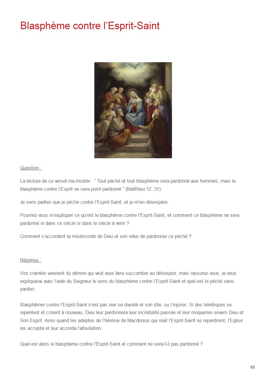 Blasphème contre l'Esprit - Pape Chenouda III