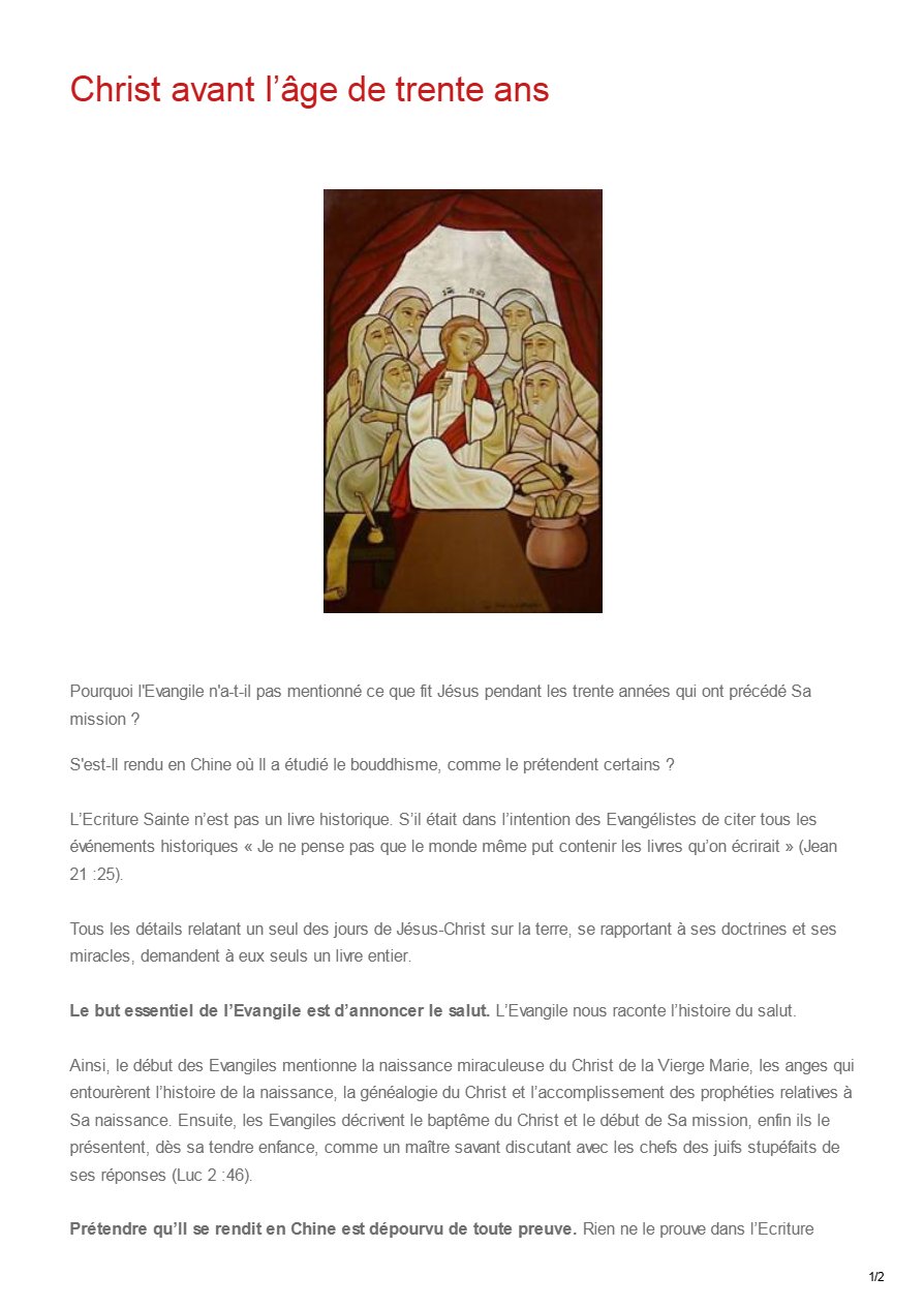 Christ avant l'âge de trente ans - Pape Chenouda III