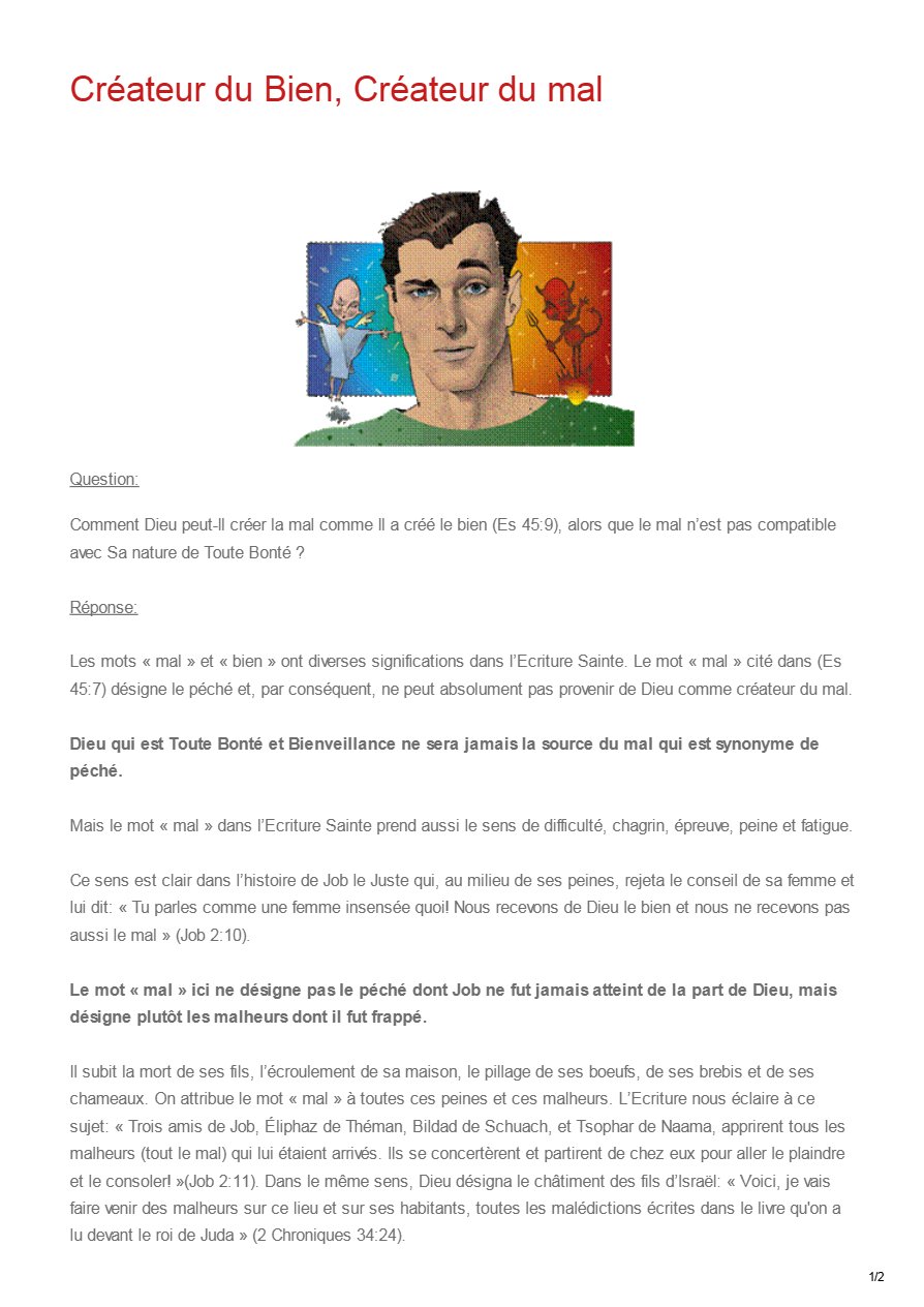 Créateur du Bien, Créateur du mal - Pape Chenouda III