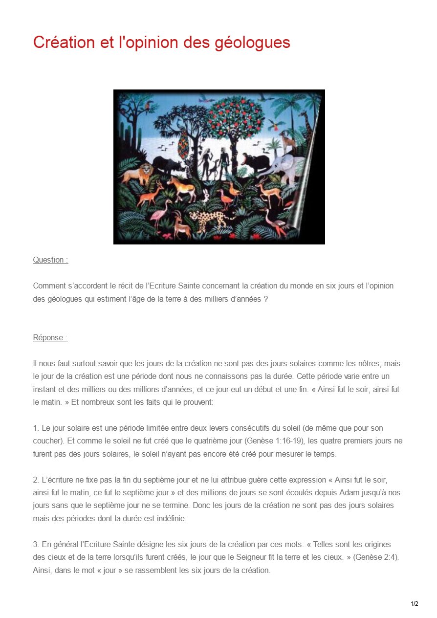 Création et l'opinion des géologues - Pape Chenouda III