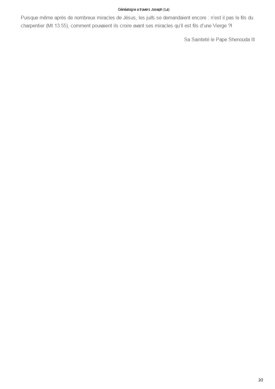 Généalogie à travers Joseph - Pape Chenouda III - Aperçu 2