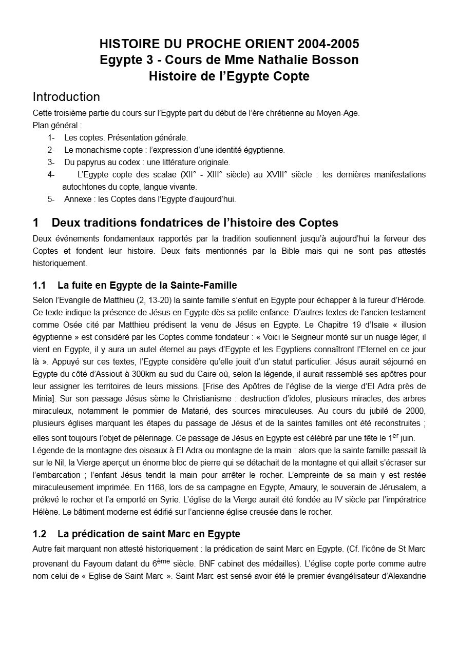 Histoire du Proche Orient - Egypte copte
