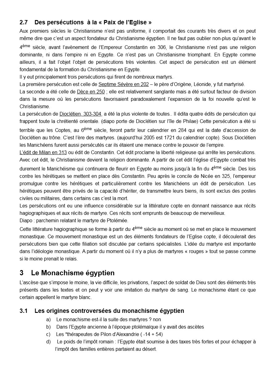 Histoire du Proche Orient - Egypte copte - Aperçu 5