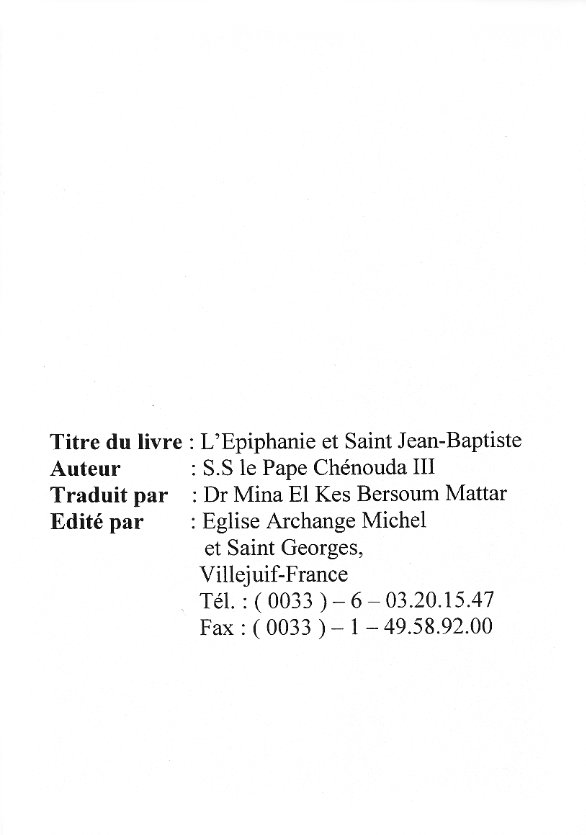 L'Epiphanie et saint Jean-Baptiste - Pape Shenouda III - Aperçu 3
