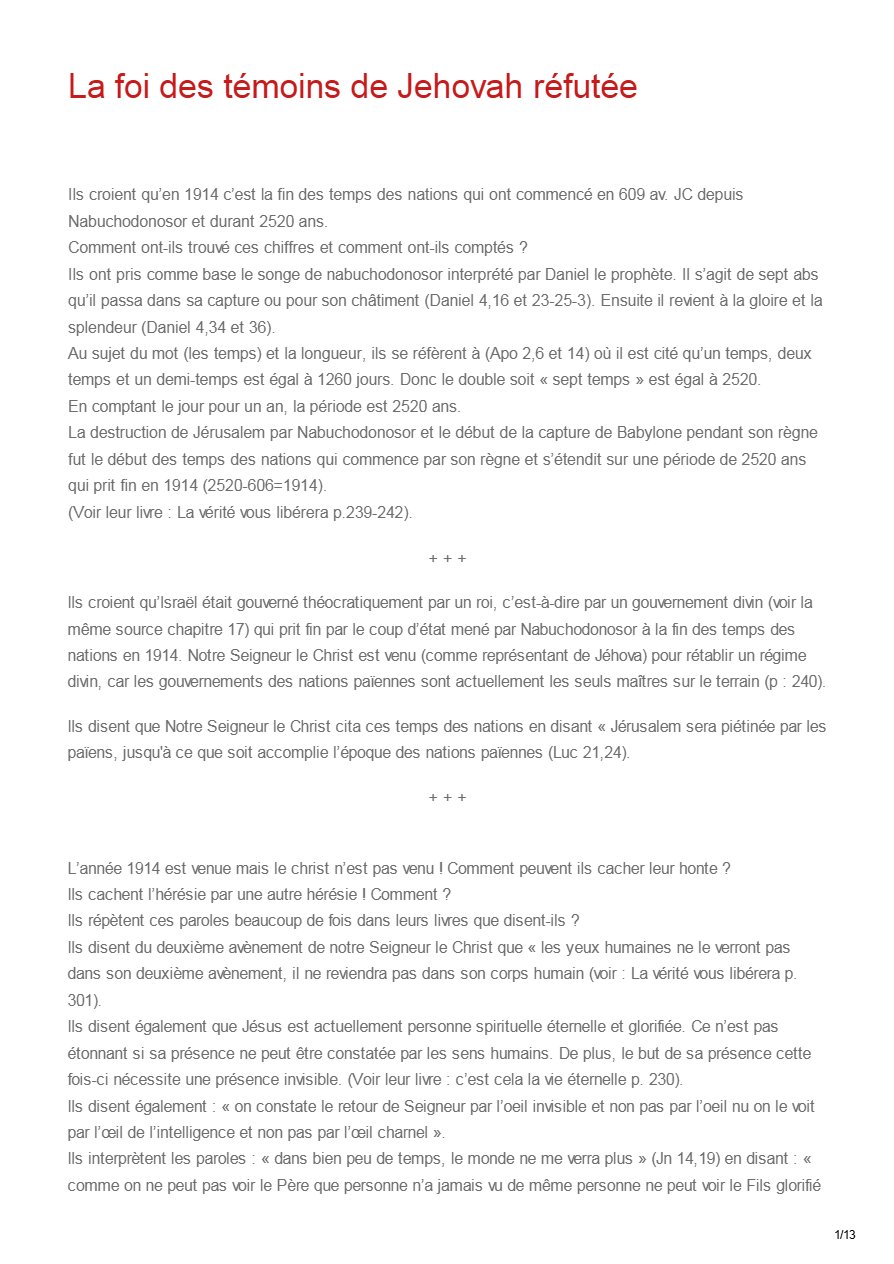 La foi des témoins de Jehovah réfutée - Pape Chenouda III