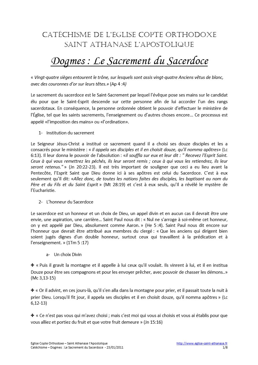 Le Sacrement du sacerdoce