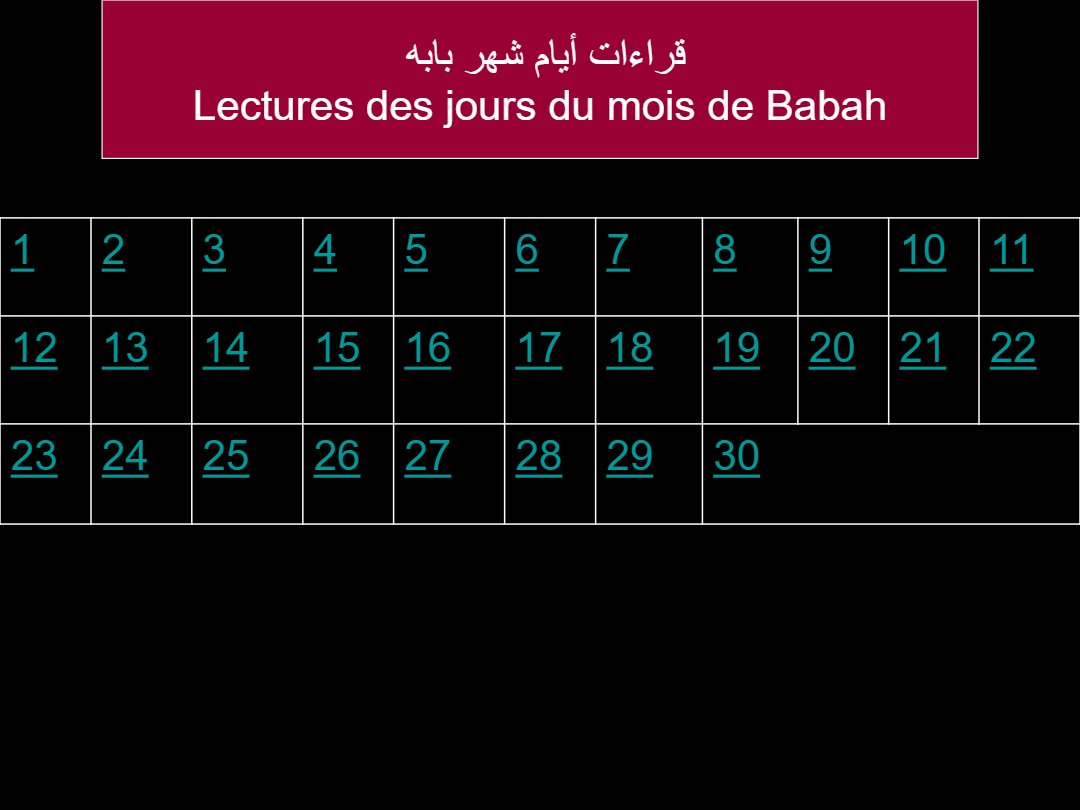 Lectures semaine Babah