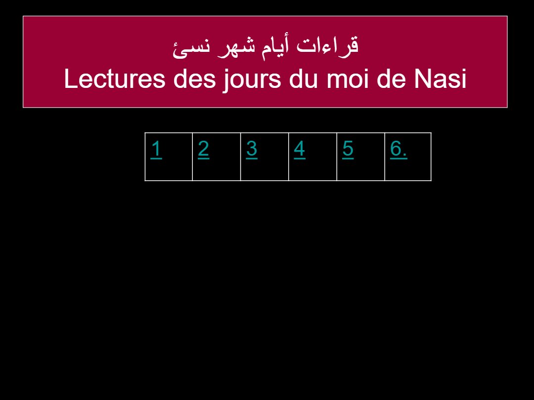 Lectures semaine Nasi