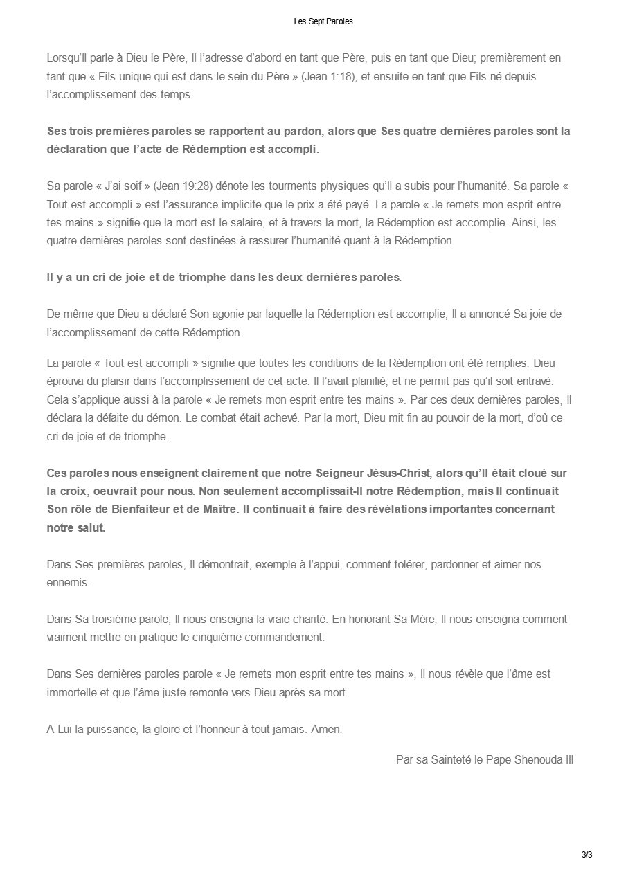 Les Sept Paroles - Pape Chenouda III - Aperçu 3
