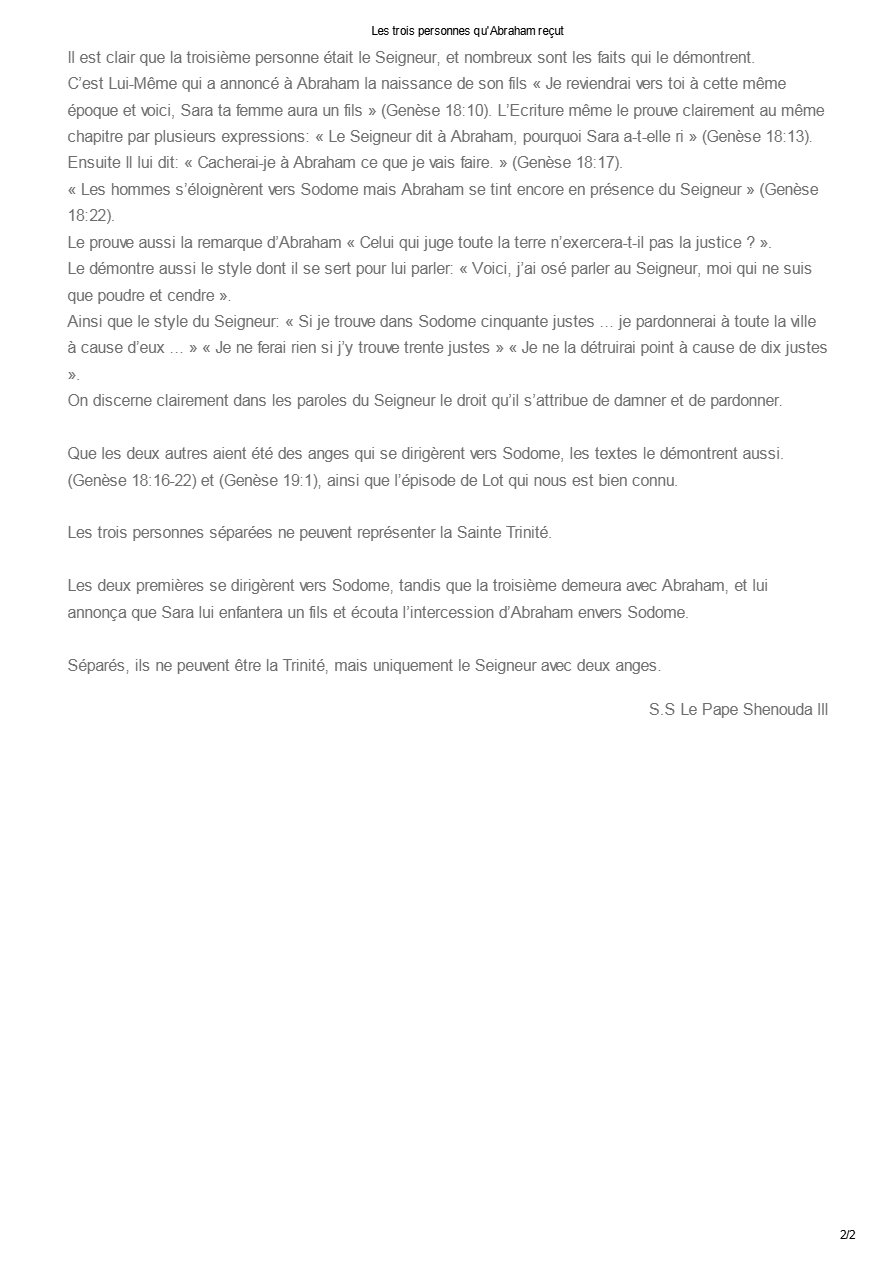 Les trois personnes qu'Abraham reçut - Pape Chenouda III - Aperçu 2