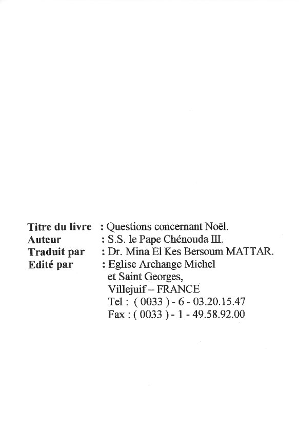 Questions concernant Noël - Pape Shenouda III - Aperçu 3
